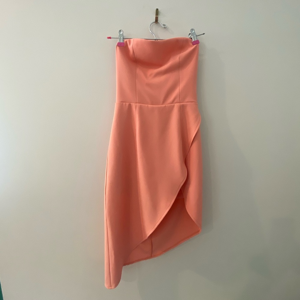 NBD peach asymmetrical dress romper size XS